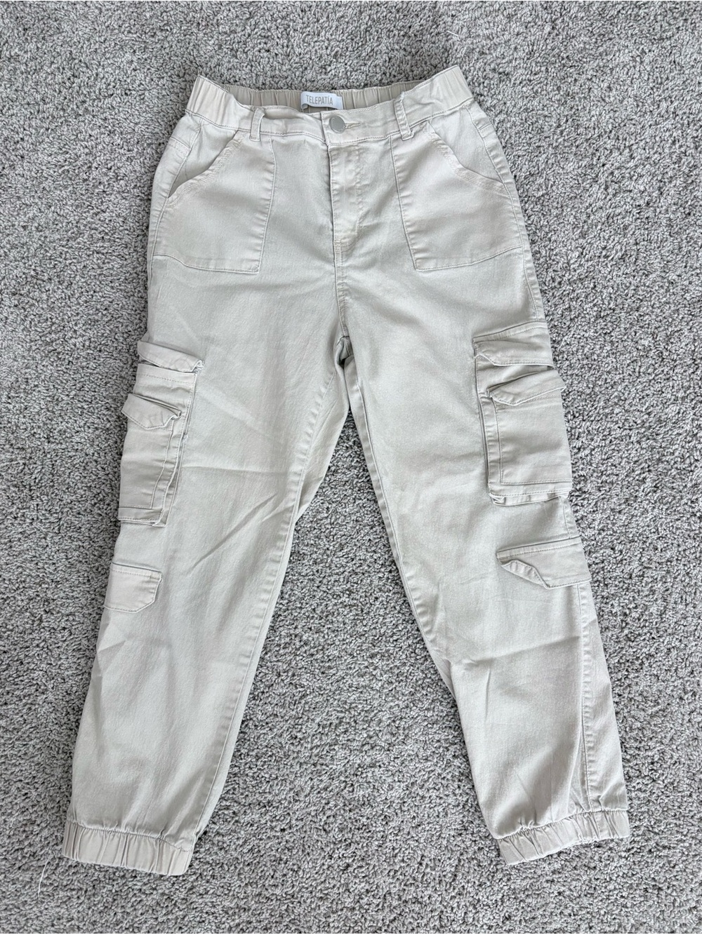 Light Beige Cargo Jogger Pants